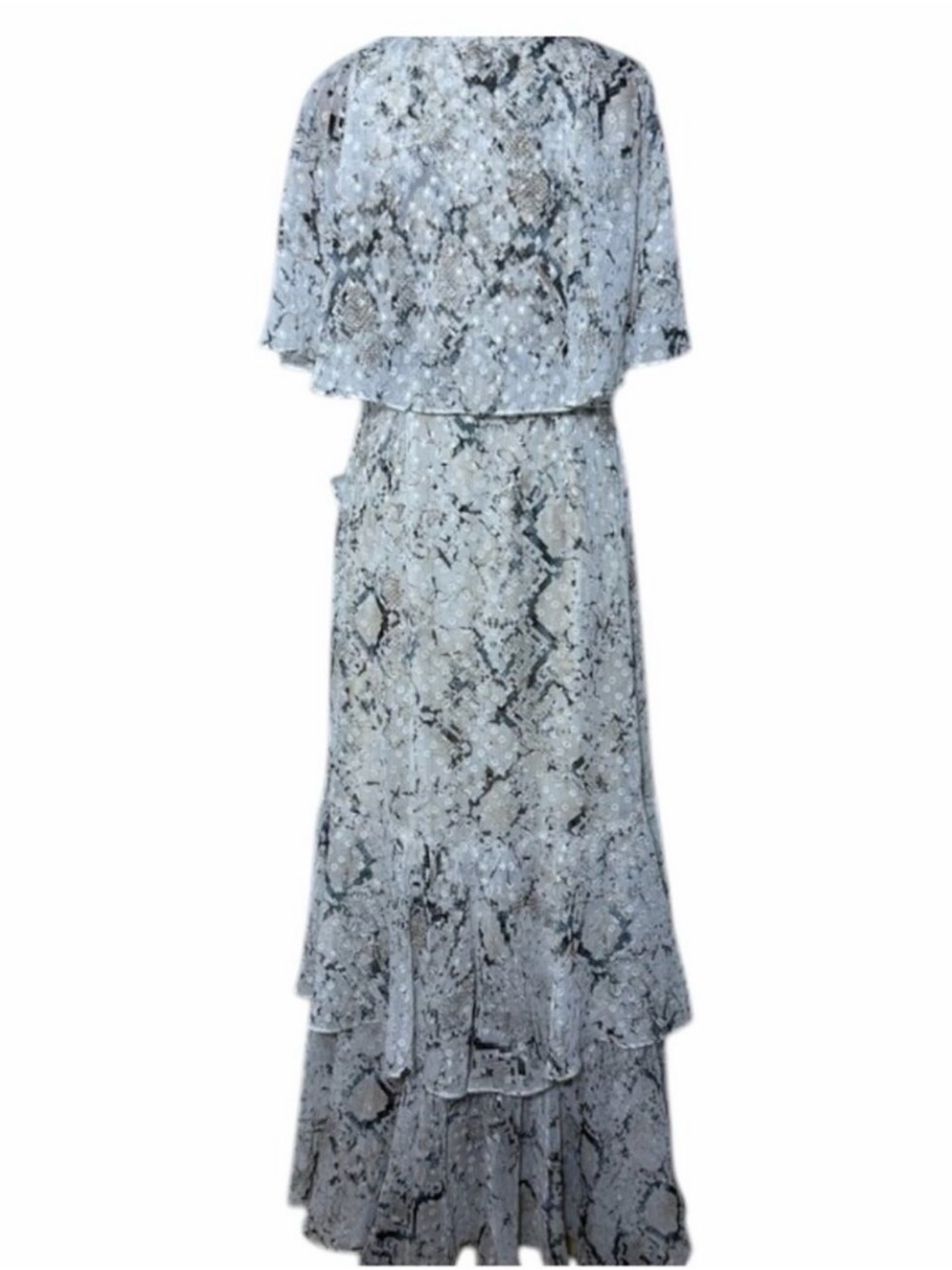 Snake Print Tiered Faux Wrap Maxi Dress Boho Wedding Guest Rachel Roy 6 - Picture 4 of 9